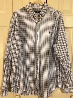 Ralph Lauren Blue Label White and Navy Check Button-Down Shirt